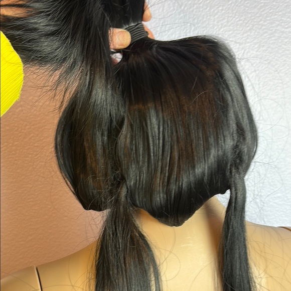 Other - Funky Black Wig plus Curly Claw Clip-on Extra Long Ponytail Cosplay Widows Peak